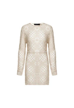 ATZARÓ CROCHET MINI DRESS - ALMOND -Lionessfashion Shop 01 11 22 LIONESS NOV GM GHOST MANNY NOV 054