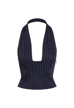 AFTER PARTY HALTER - NAVY PINSTRIPE -Lionessfashion Shop 02 05 23 LIONESS GM MAY Ghost Mannequin MAY 025