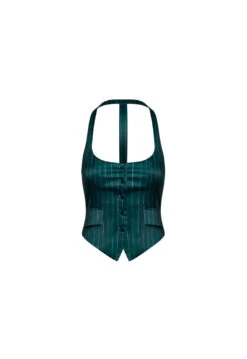 NYC HALTER TOP - GREEN PINSTRIPE -Lionessfashion Shop 06 03 23 LIONESS MARCH GM MARCH GM 005