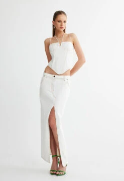 BARBIE SPLIT MIDI - PORCELAIN