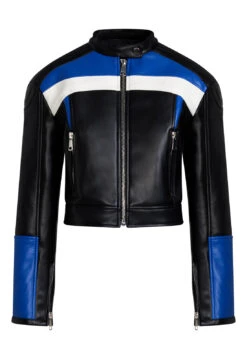 NUEVE BIKER JACKET - BLACK/BLUE -Lionessfashion Shop 11 10 22 LIONESS OCT Ghost Mannequin GM OCT 287