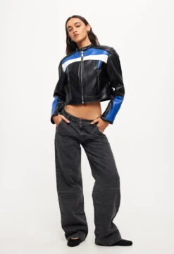 NUEVE BIKER JACKET - BLACK/BLUE