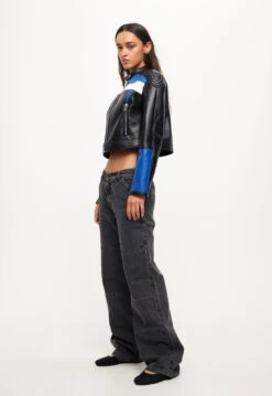 NUEVE BIKER JACKET - BLACK/BLUE -Lionessfashion Shop 12 07 23 LIONESS eCOMM ReSHOOTS Robbie RESHOOTS 368