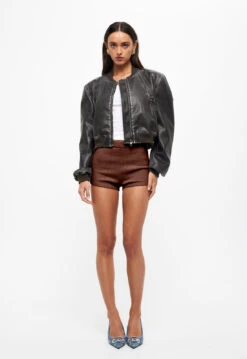 GOLDEN KNIT MINI SHORT - CHOCOLATE