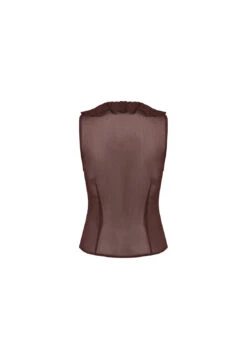 ROSE RUFFLE TOP - CHOCOLATE -Lionessfashion Shop 16 08 23 LIONESS AUG GM7174 ca2d49bf 71a3 4af0 9471 384caeeb2b5d