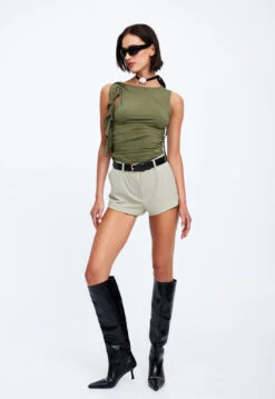 LION'S DEN MINI SHORTS - SAGE -Lionessfashion Shop 19 12 22 LIONESS eCOMM FEB FEB 491