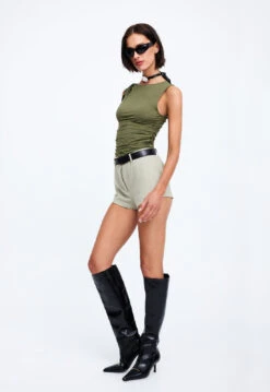 LION'S DEN MINI SHORTS - SAGE -Lionessfashion Shop 19 12 22 LIONESS eCOMM FEB FEB 503