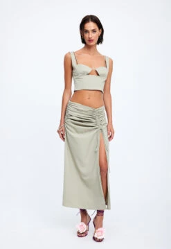 LE PARIS MIDI SKIRT - SAGE -Lionessfashion Shop 19 12 22 LIONESS eCOMM FEB FEB 933