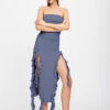 RENDEZVOUS STRAPLESS DRESS - SLATE -Lionessfashion Shop 25 01 23 LIONESS ReShoots Serena RESHOOTS 1027