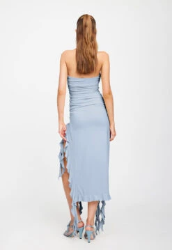 RENDEZVOUS STRAPLESS DRESS - BLUE -Lionessfashion Shop 25 01 23 LIONESS ReShoots Serena RESHOOTS 1094