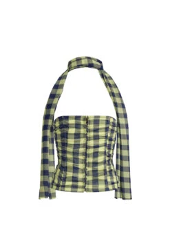 ISLAND BODICE - NAVY CHECK -Lionessfashion Shop GhostMannequin Sept 038