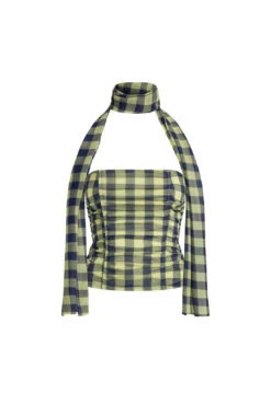 ISLAND BODICE - NAVY CHECK -Lionessfashion Shop GhostMannequin Sept 040