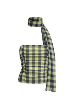 ISLAND BODICE - NAVY CHECK -Lionessfashion Shop GhostMannequin Sept 041