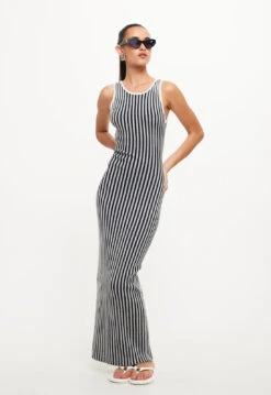 BLISSFUL MAXI DRESS - IVORY STRIPE -Lionessfashion Shop LD917 2310IVORYSTRIPE4