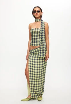 MARIAH MAXI SKIRT - NAVY CHECK -Lionessfashion Shop LT919 1 2309 NAVY CHECK LB655 1 2309 NAVY CHECK 9jpg